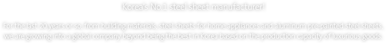 For the last 20 years or so, from building materials, steel sheets for home appliances and aluminum pre-painted steel sheets, we are growing into a global company beyond being the best in Korea based on the production capacity of luxurious goods.